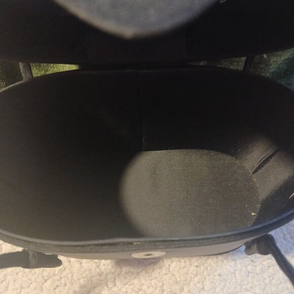 Women's Black  Bucket Bag with Purple Fabric Flowers on Top - Picture 12 of 14